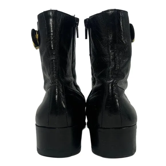 Gucci Men's Black Leather Side Zip Boots