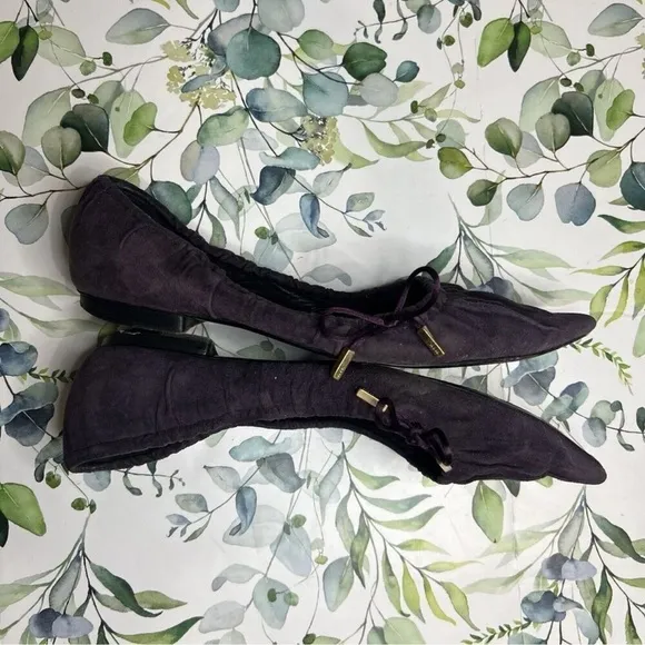 Gucci Purple Textured Suede Flats