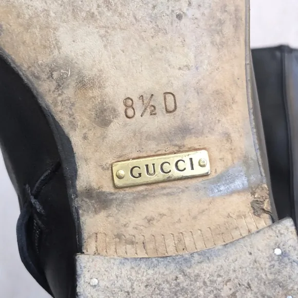Gucci Side Zip Boots Black Leather 9 D