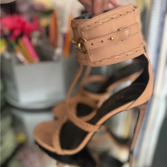 Gucci Tan Gladiator Sandals with Braided Straps