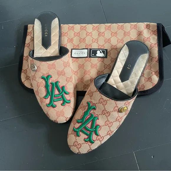 Gucci x MLB GG LA Dodgers Embroidered Mules