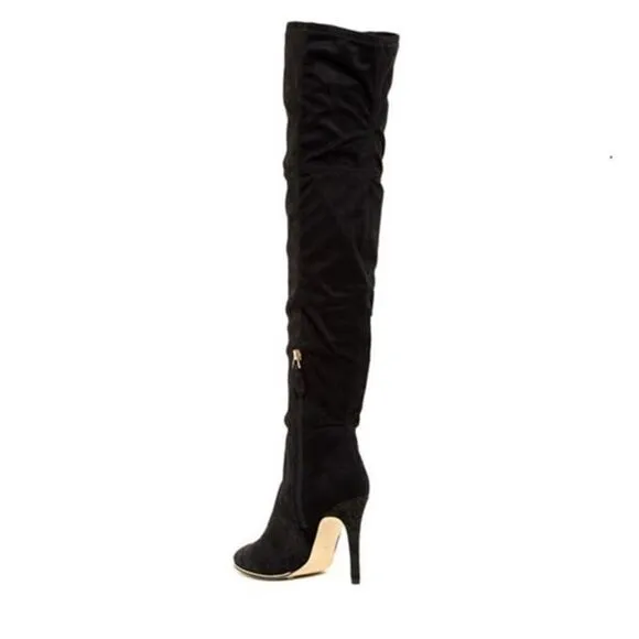 GUESS Black Zonian Fabric Over The Knee Boots