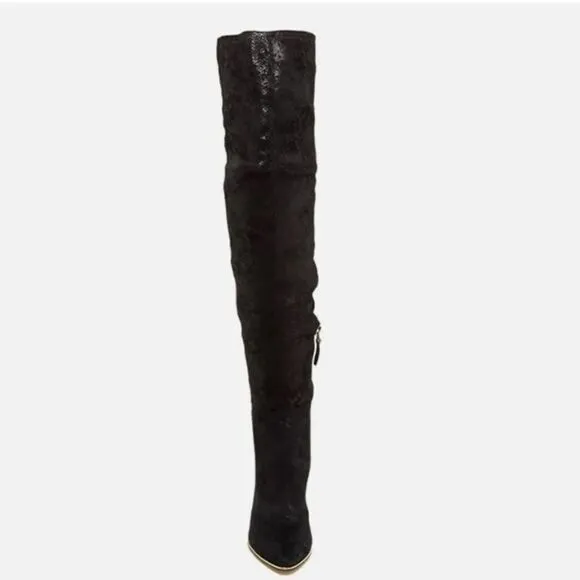 GUESS Black Zonian Fabric Over The Knee Boots
