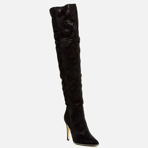 GUESS Black Zonian Fabric Over The Knee Boots