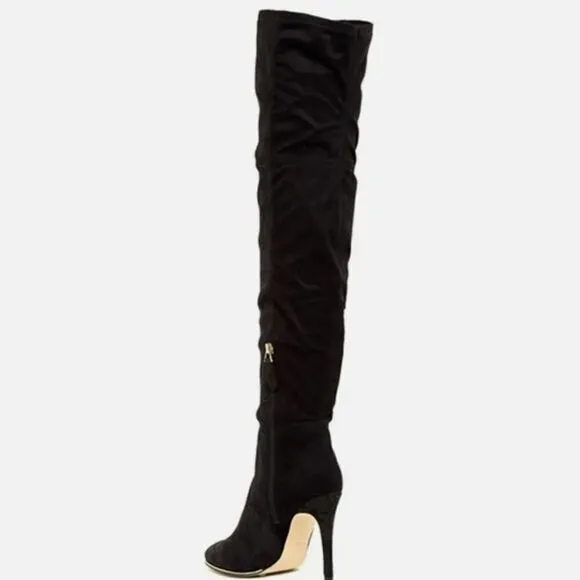 GUESS Black Zonian Fabric Over The Knee Boots