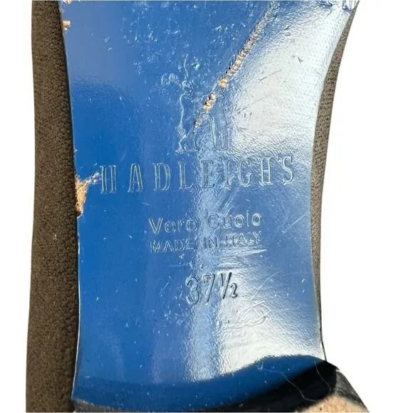 Hadleigh’s Women’s Audrey Gray Cobalt Blue Logo Smoking Slipper Loafer Size 37.5