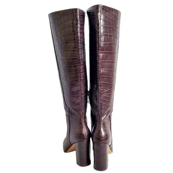 Halogen X Atlantic Pacific Croc on Croc Embossed Genuine Leather Boots.9M