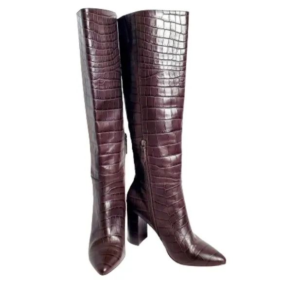 Halogen X Atlantic Pacific Croc on Croc Embossed Genuine Leather Boots.9M