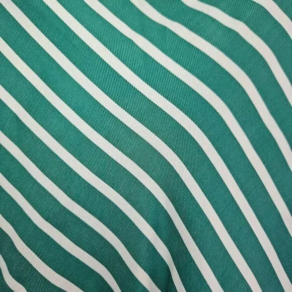 H&amp;M Silky Asymmetric Flared Striped Patterned Mint Green Midi Skirt 14