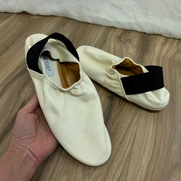 H&amp;M’s studio s/s 2017 leather Cream ballet flats 39