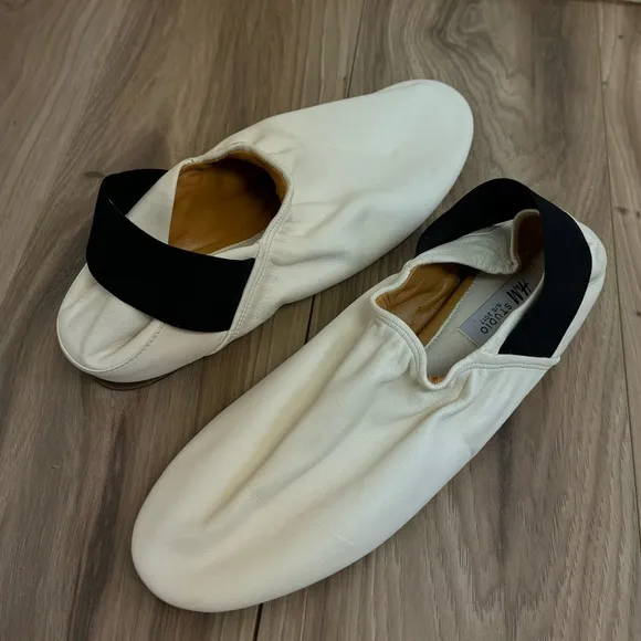H&amp;M’s studio s/s 2017 leather Cream ballet flats 39