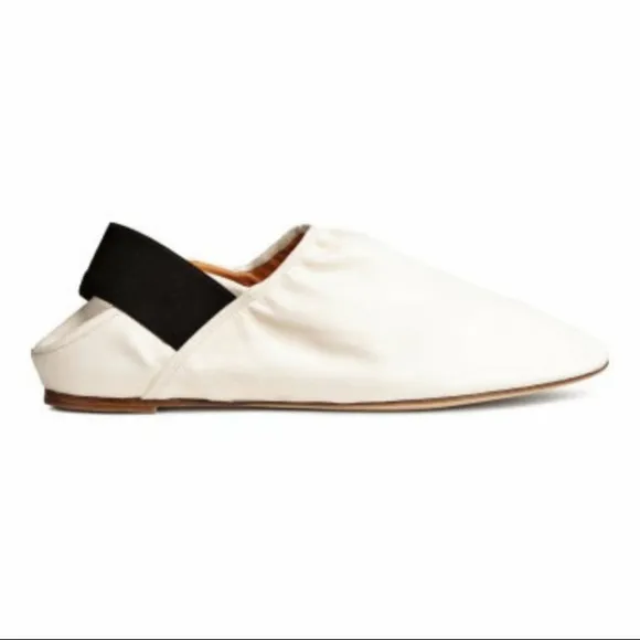 H&amp;M’s studio s/s 2017 leather Cream ballet flats 39