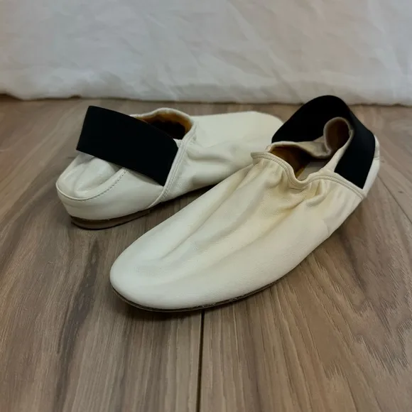 H&amp;M’s studio s/s 2017 leather Cream ballet flats 39