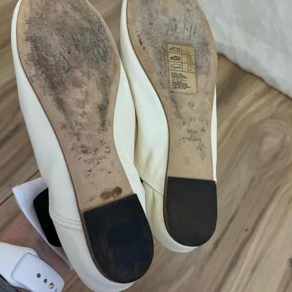 H&amp;M’s studio s/s 2017 leather Cream ballet flats 39