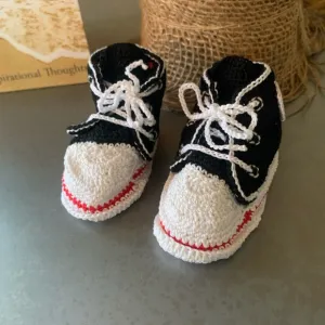 HANDMADE, Hi-Top Knitted NEW BORN baby sneakers. 1.75 wide and 3.25 long.