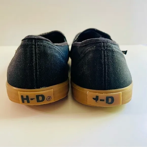 Harley Davidson Black Canvas Loafers Size 9