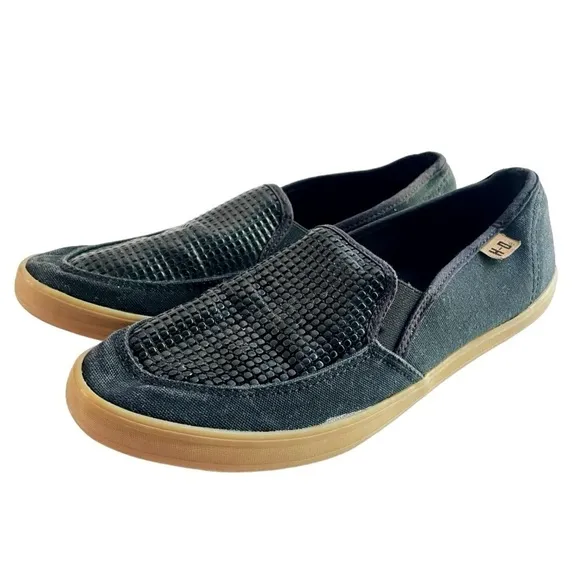 Harley Davidson Black Canvas Loafers Size 9