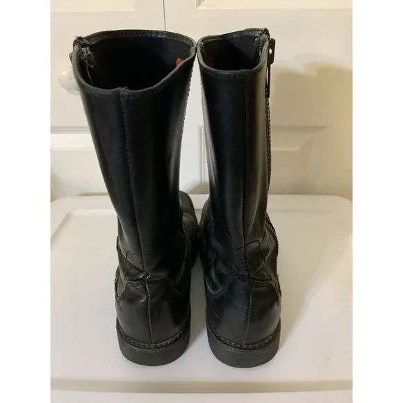 Harley Davidson Black Leather Men’s Sz 8.5 Side Zip Motorcycle Boots‎ Rare