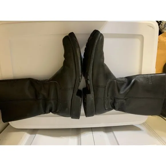 Harley Davidson Black Leather Men’s Sz 8.5 Side Zip Motorcycle Boots‎ Rare