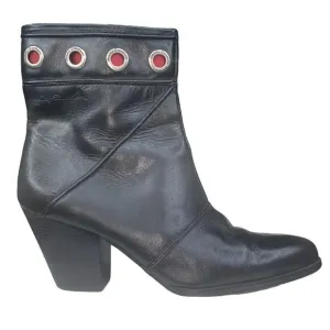 Harley Davidson Women's Black Leather Side Zip Moto Biker Ankle Boot Size US 9