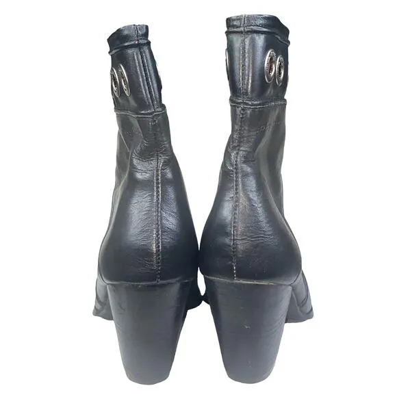 Harley Davidson Women's Black Leather Side Zip Moto Biker Ankle Boot Size US 9