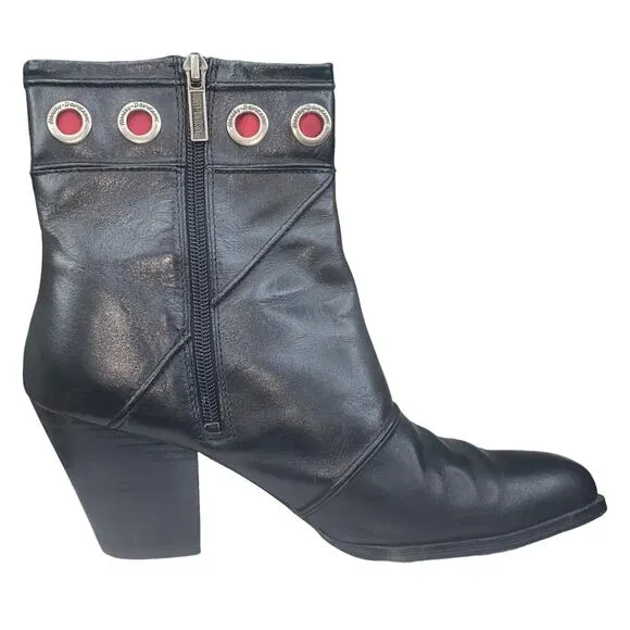 Harley Davidson Women's Black Leather Side Zip Moto Biker Ankle Boot Size US 9