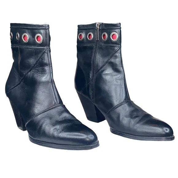 Harley Davidson Women's Black Leather Side Zip Moto Biker Ankle Boot Size US 9