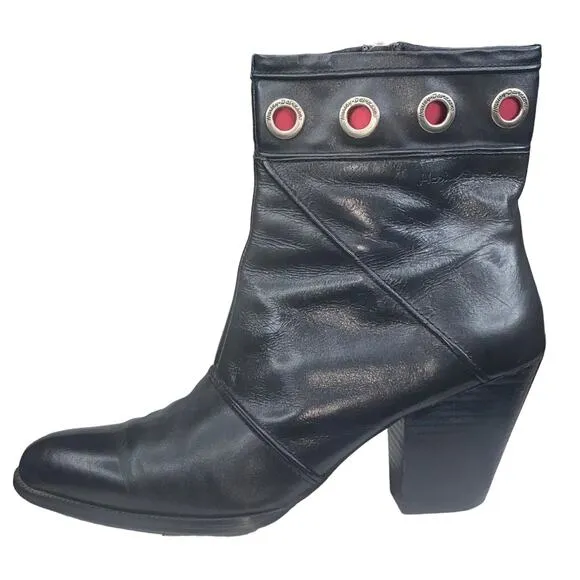 Harley Davidson Women's Black Leather Side Zip Moto Biker Ankle Boot Size US 9