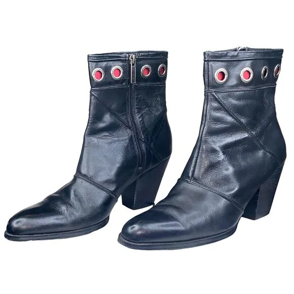 Harley Davidson Women's Black Leather Side Zip Moto Biker Ankle Boot Size US 9
