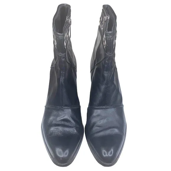 Harley Davidson Women's Black Leather Side Zip Moto Biker Ankle Boot Size US 9