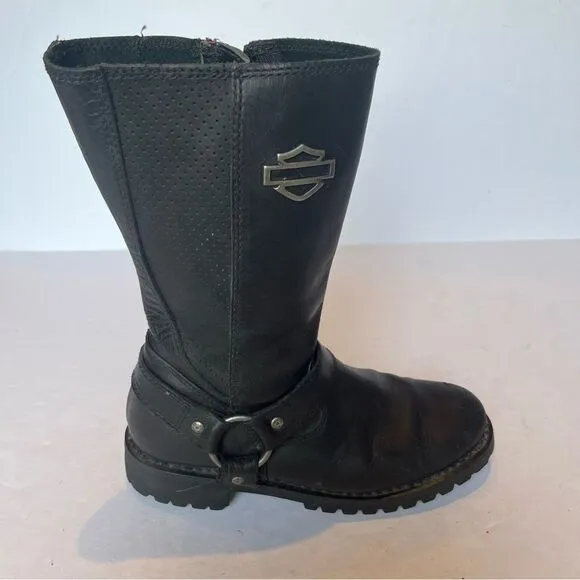 Harley-Davidson Women's Black Leather Side Zip Boots Size 8 1/2