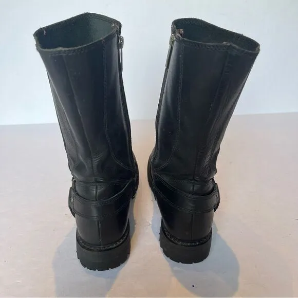 Harley-Davidson Women's Black Leather Side Zip Boots Size 8 1/2