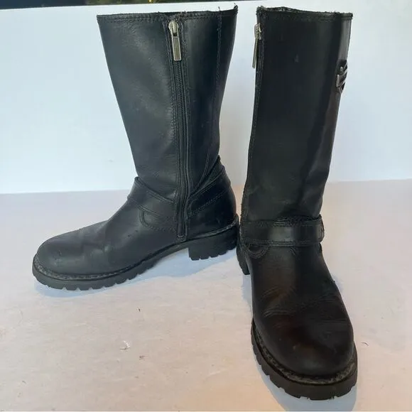 Harley-Davidson Women's Black Leather Side Zip Boots Size 8 1/2
