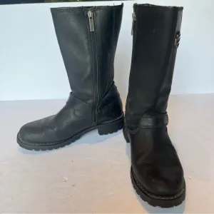 Harley-Davidson Women's Black Leather Side Zip Boots Size 8 1/2