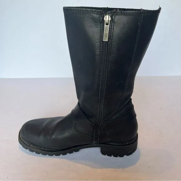 Harley-Davidson Women's Black Leather Side Zip Boots Size 8 1/2