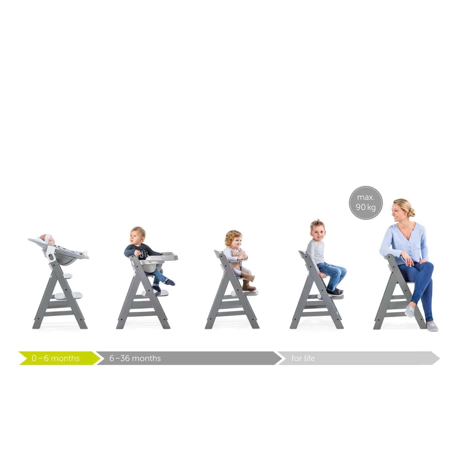 Hauck Alpha  Wooden Highchair - White