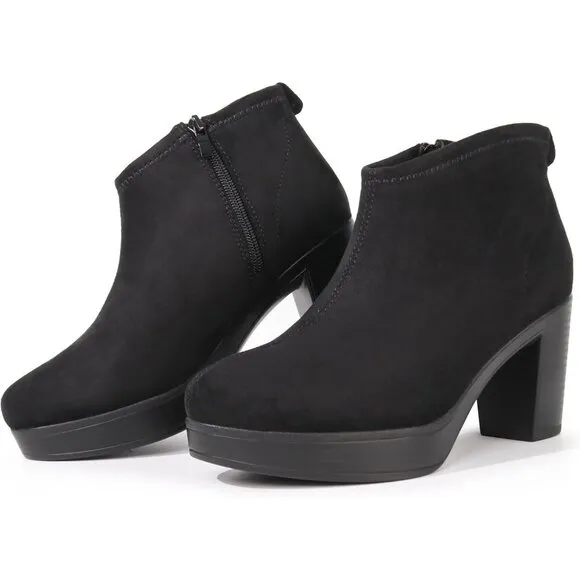 Hawkwell Women's Suede Arch Support Side Zipper Comfort Ankle Boot