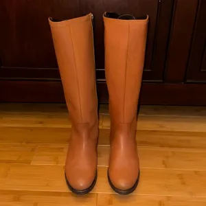 Helene Rouge Outer Zip Tall Shaft Cognac Leather Boots