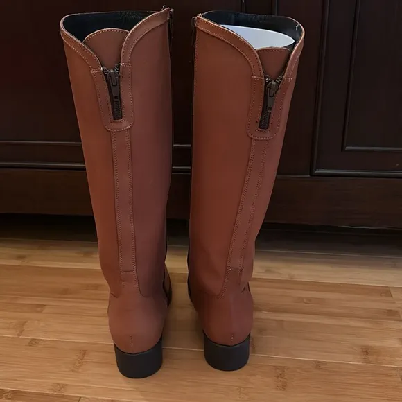 Helene Rouge Outer Zip Tall Shaft Cognac Leather Boots