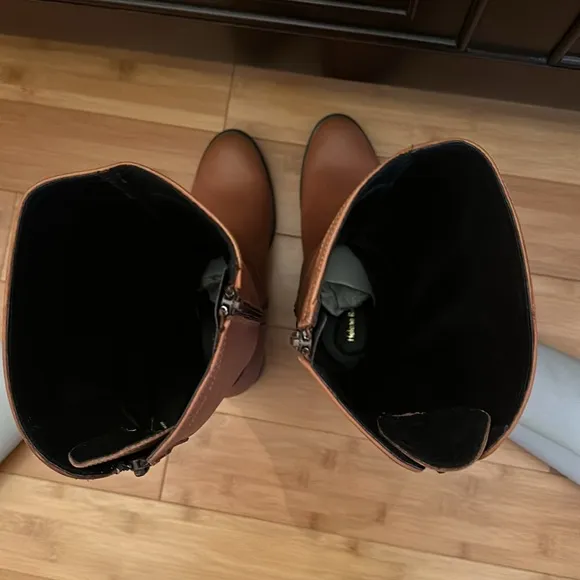Helene Rouge Outer Zip Tall Shaft Cognac Leather Boots