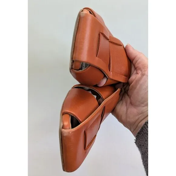 Her By Anthony Veer Maslta Ortholite Woven Leather Flat Slide Sz 9.5 Orange