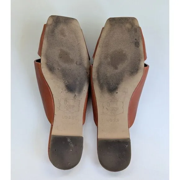 Her By Anthony Veer Maslta Ortholite Woven Leather Flat Slide Sz 9.5 Orange