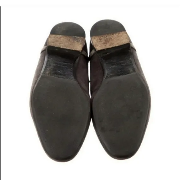 HERMES gray suede leather trim ballet flats 7.5