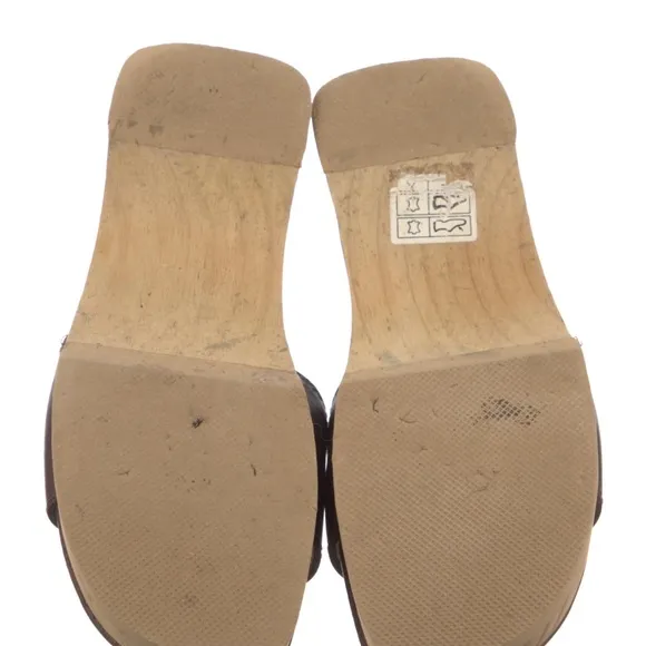 Hermès Leather Wooden Platform &quot;H&quot; logo Sandals