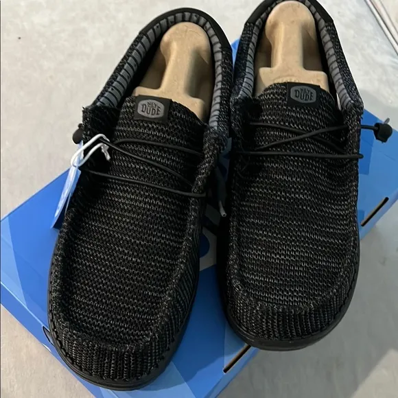 Hey Dude Black Slip-On Loafers with Breathable Knit