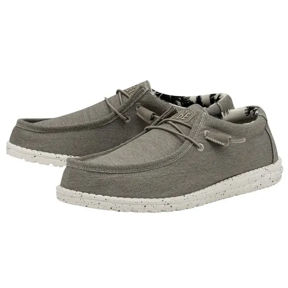 HEY DUDE MEN'S WALLY CANVAS STRETCH BEIGE SIZE 12 | MEN'S SHOES | MEN SLIP-
