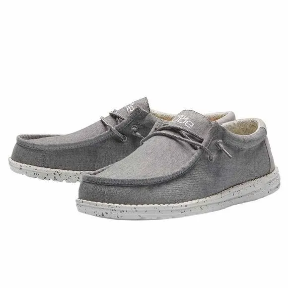 HEY DUDE MEN'S WALLY CHAMBRAY FROST GREY SIZE 10 | MEN’S SHOES | MEN'S LACE