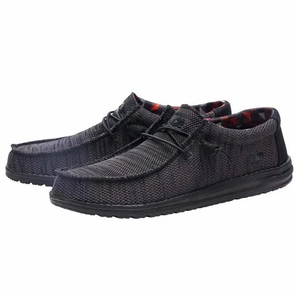 HEY DUDE MEN'S WALLY SOX JET BLACK SIZE 12 | MEN’S SHOES | MEN'S LACE UP LO