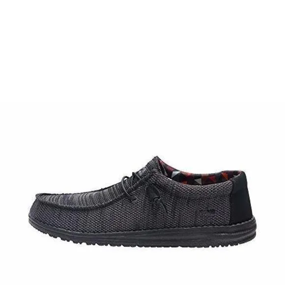 HEY DUDE MEN'S WALLY SOX JET BLACK SIZE 12 | MEN’S SHOES | MEN'S LACE UP LO