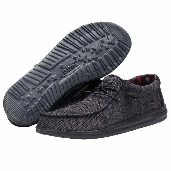 HEY DUDE MEN'S WALLY SOX JET BLACK SIZE 12 | MEN’S SHOES | MEN'S LACE UP LO
